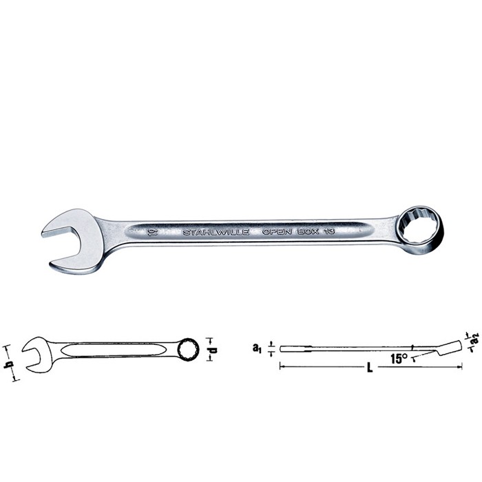 Stahlwille 40080707 Combination spanner OPEN-BOX 13 7, size 7 mm