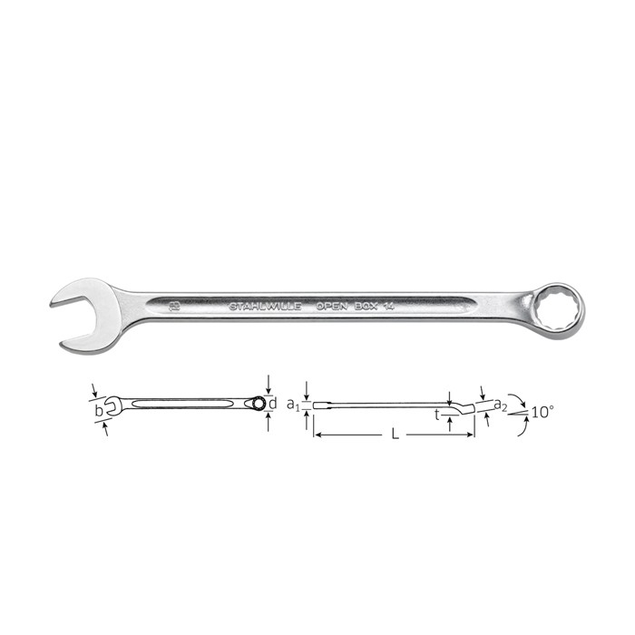 Stahlwille 40102121 Combination spanner long OPEN-BOX 14 21, size 21 mm