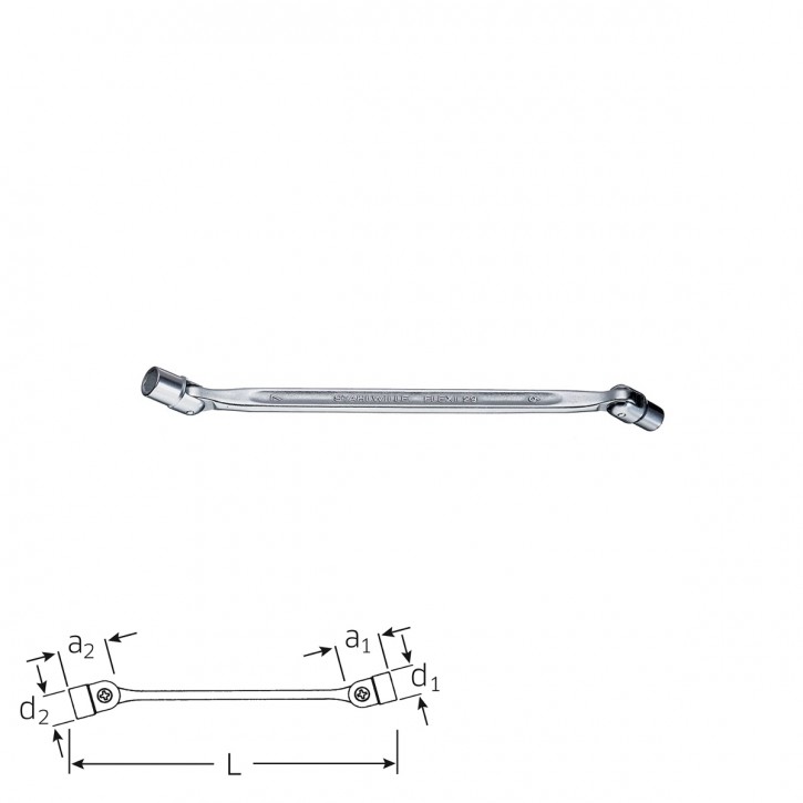 Stahlwille 43010607 Double ended flexi-joint spanner FLEXI 29 6x7, size 6 x 7 mm