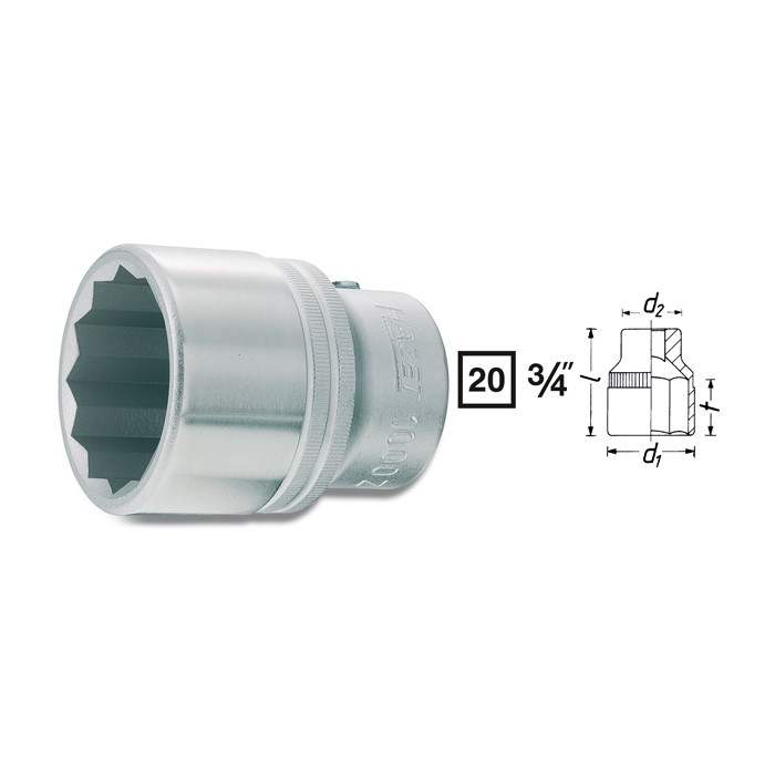 HAZET 1000Z-22 12point socket, size 22 mm
