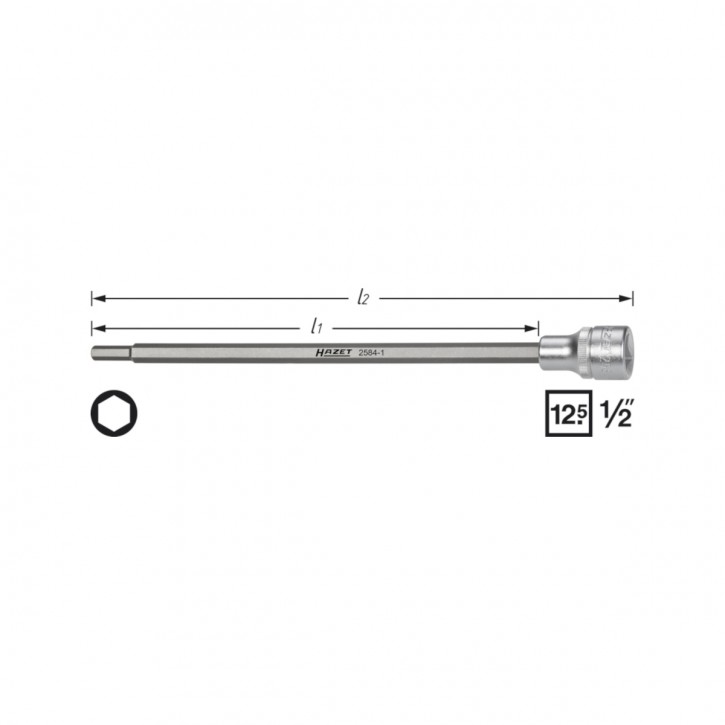 HAZET 2584-1 Screwdriver socket, size 6 mm