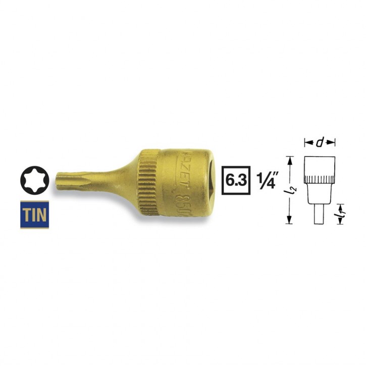 HAZET 8502-T8 TORX®-Screwdriver socket, size T8