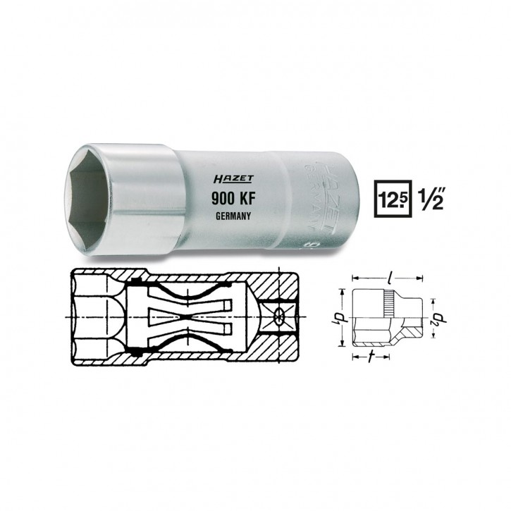HAZET 900AKF Spark plug socket, size 16.0 mm