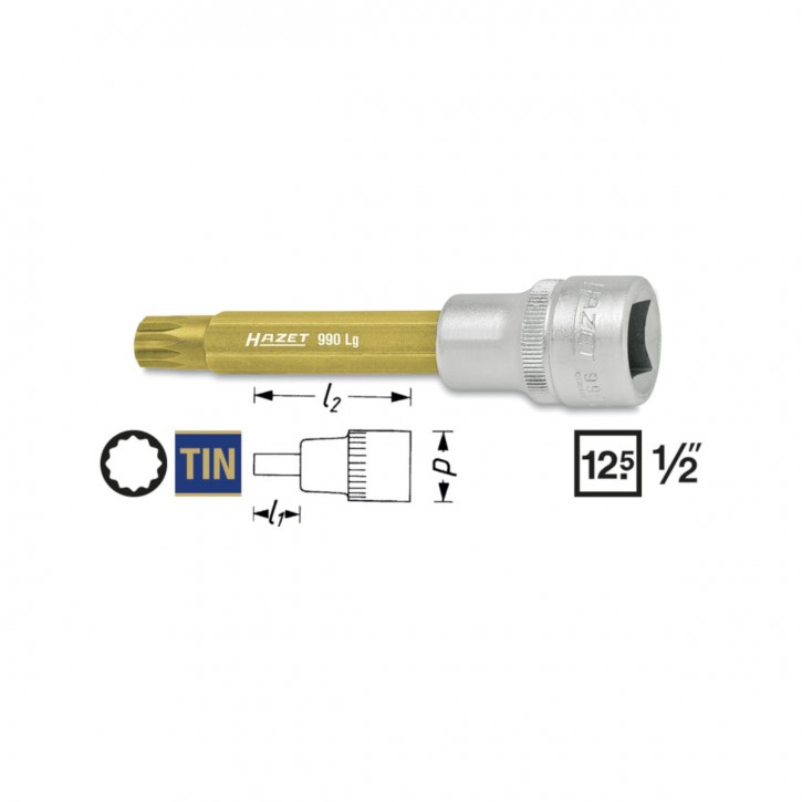 HAZET 990Lg-8 Screwdriver socket XZN, M 8