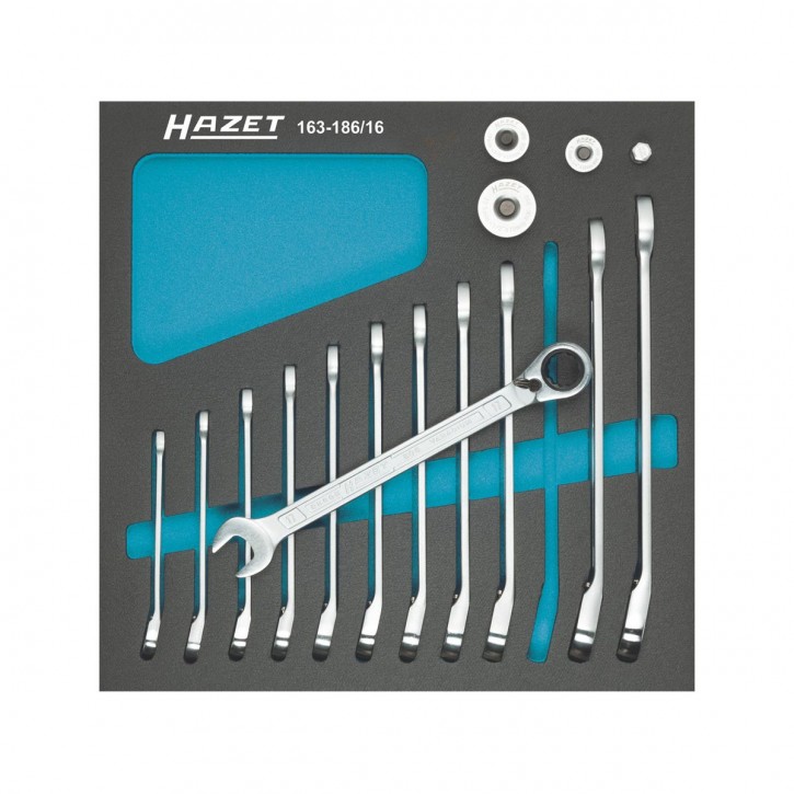 HAZET 163-186/16 Ratcheting combination wrench set, 16pcs.