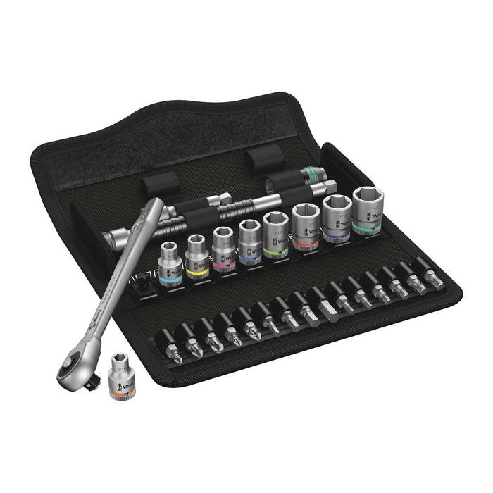 Wera 8100 SA 10 Zyklop Metal Ratchet Set with push-through square, 1/4&quot; drive, imperial (05004020001)
