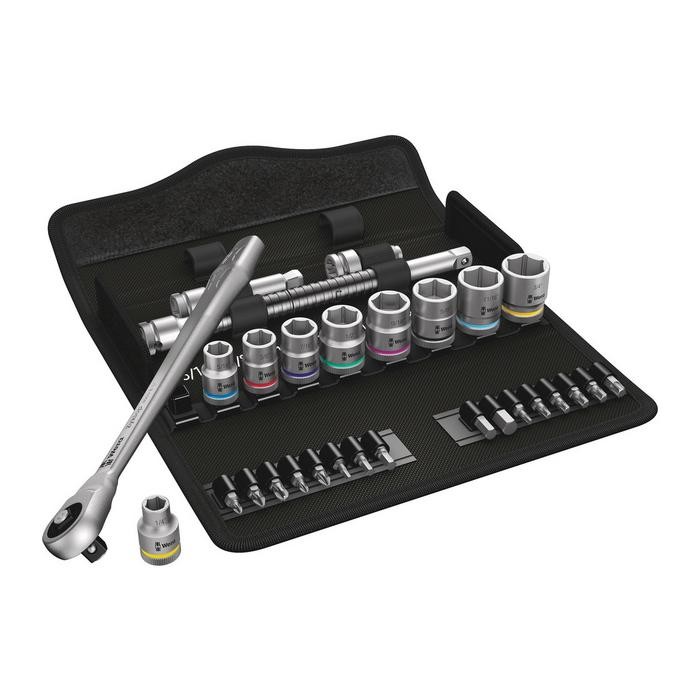 Wera 8100 SB 10 Zyklop Metal Ratchet Set with push-through square, 3/8&quot; drive, imperial (05004050001)