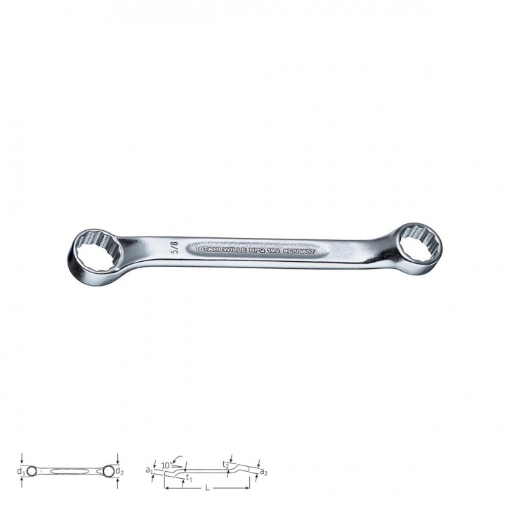 Stahlwille 41601620 Double ended ring spanner 180a 1/4 x 5/16, size 1/4 x 5/16