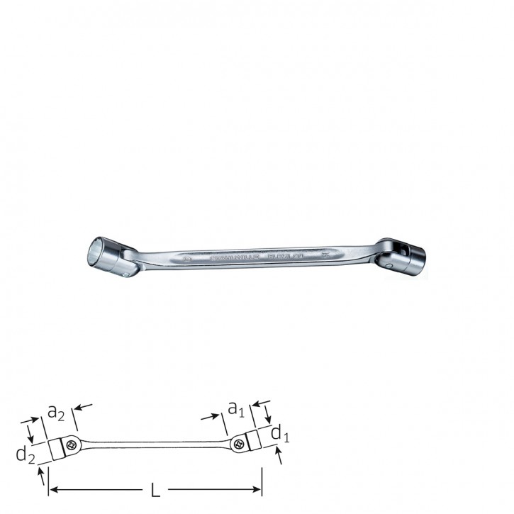 Stahlwille 43012427 Double ended flexi-joint spanner FLEXI 29 24x27, size 24 x 27 mm