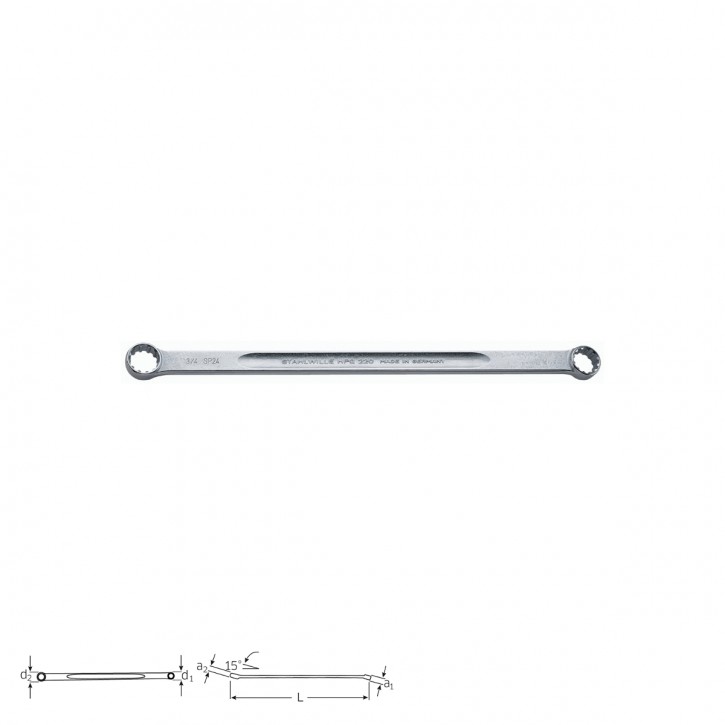 Stahlwille 41160709 Double ended ring spanner 220a SP 7x9, size 7 x 9