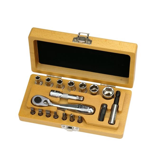 Felo 5771866 Tool set XS Classic 1/4&quot; with mini ratchet, bits and sockets, 18-pce