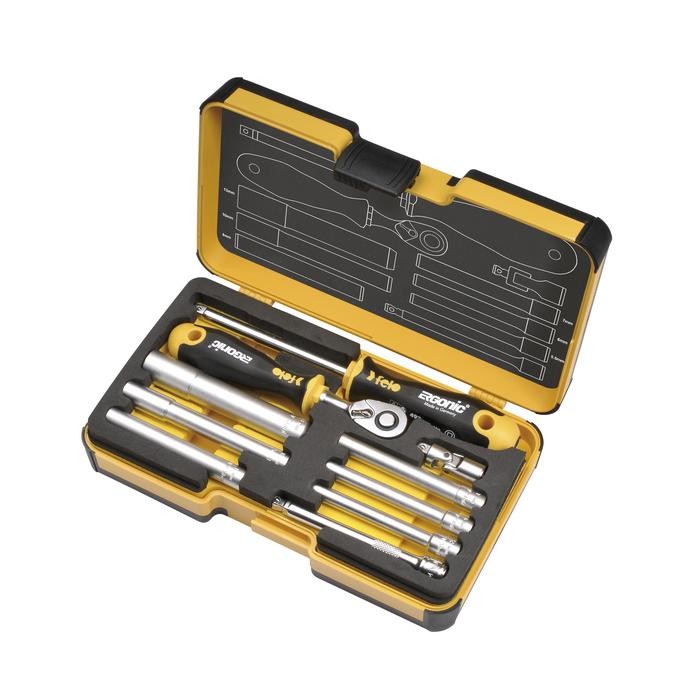 Felo 5781006 Tool set R-GO M-Tec 1/4&quot; with ERGONIC ratchet, M-Tec nut drivers and Adapters 10-pce