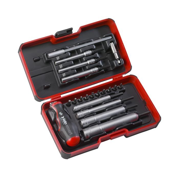 Felo 6082006 Smart Engineer tool set with smart handle, M-Tec nut drivers, bits and acessories, 20-pce