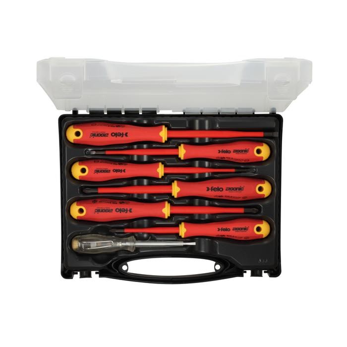 Felo 41380736 Screwdriver set VDE, E-Slim ERGONIC, with mains tester, 7-pce in case