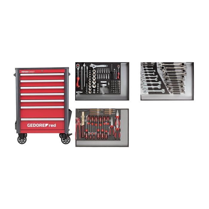 GEDORE-RED Tool set in w.trolley WINGMAN red 129pcs (3301694)