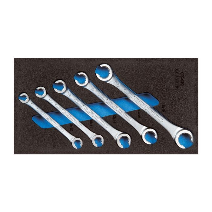 GEDORE Double-ended ring spanner set, open, in Check-Tool module (2309068)