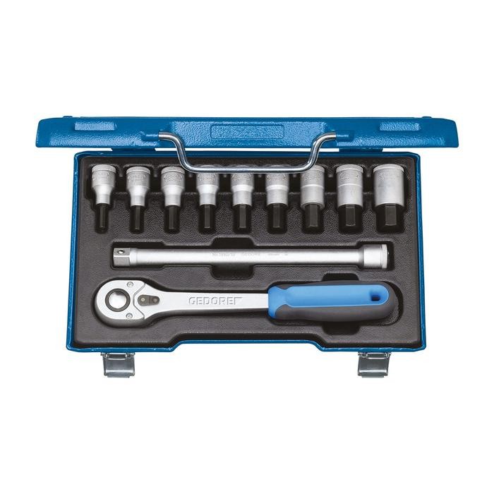 GEDORE Screwdriver bit socket set 1/2" 11 pcs in-hex 5-17 mm (6156920)