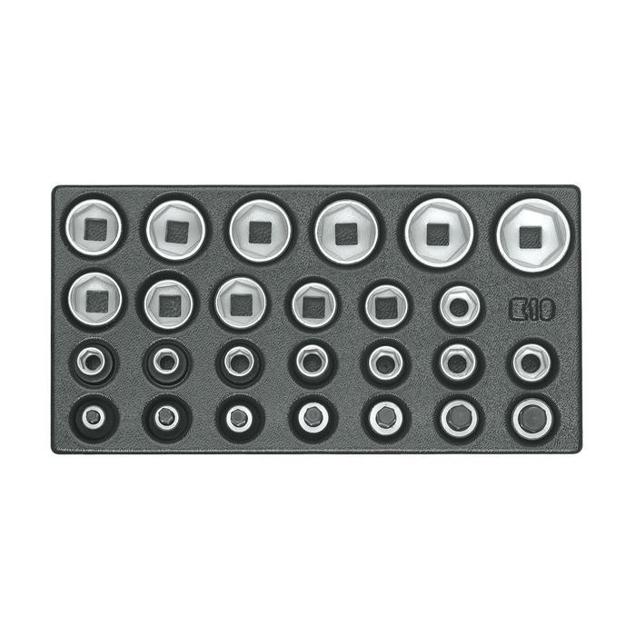 GEDORE Socket set 1/2&quot;, hexagon, in 1/3 ES tool module (6626580)