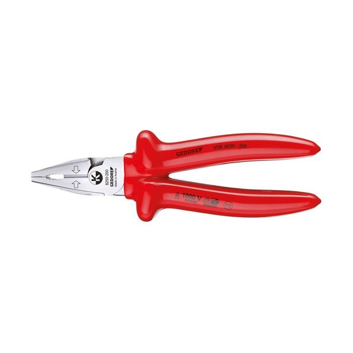 GEDORE VDE Heavy duty combination pliers with VDE dipped insulation 200 mm (6720250)