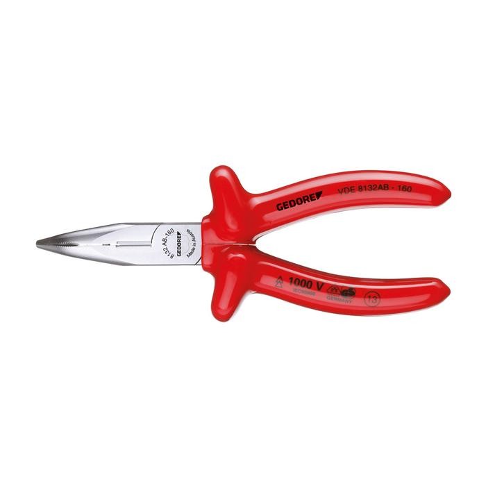 GEDORE VDE Bent nose telephone pliers with VDE dipped insulation 160 mm (6721730)