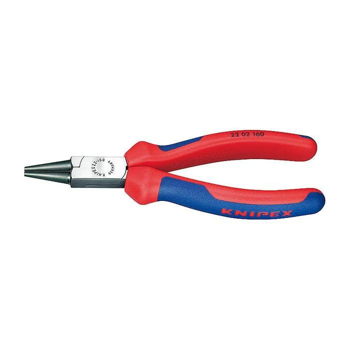 Round Nose Pliers black atramentized with multi-component grips 160 mm