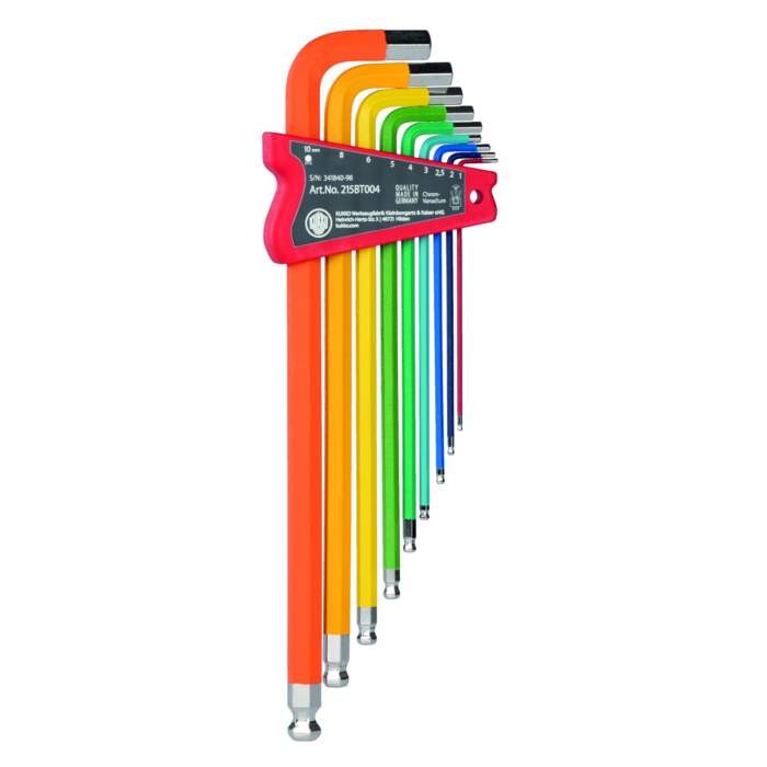 KUKKO 215BT004 Offset screwdriver with ball head, long and colour-coded in holder