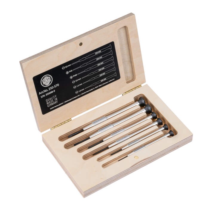 KUKKO 250-570 Watchmaker's screwdriver set in wooden case