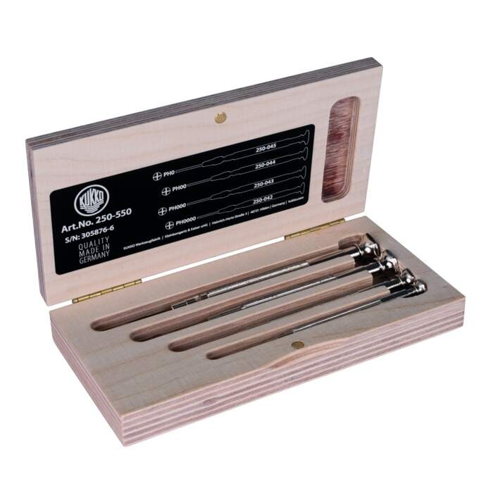 KUKKO 250-560 Watchmaker's screwdriver set in wooden case