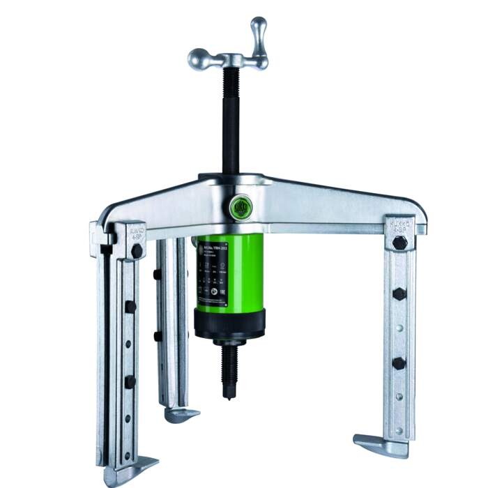 KUKKO Y28-11-2 Hydraulic, extra strong, 3-arm puller with adjustable clamping depth and hydraulic hollow piston cylinder for pump drive (medium tractive force up to 20 t)