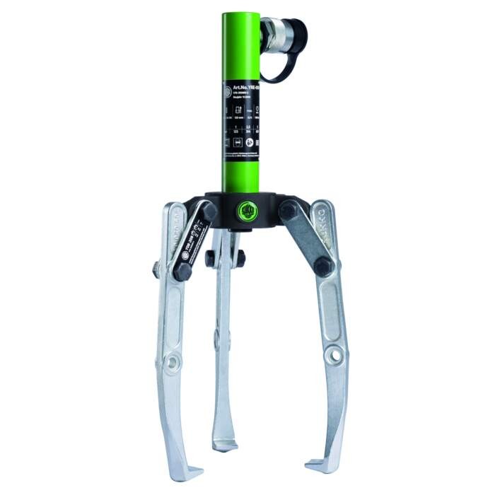 KUKKO Y18-208 Hydraulic, 3-arm puller with adjustable clamping depth, hydraulic pressure cylinder for pump drive (tractive force up to 10 t) and combi crosshead