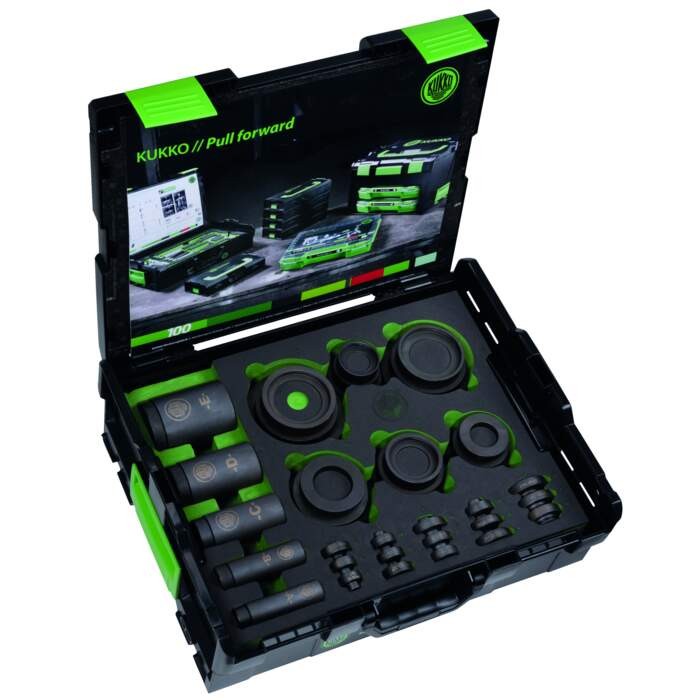 KUKKO K-71-W-C Bearing installation tool set made of steel, heavy design, short