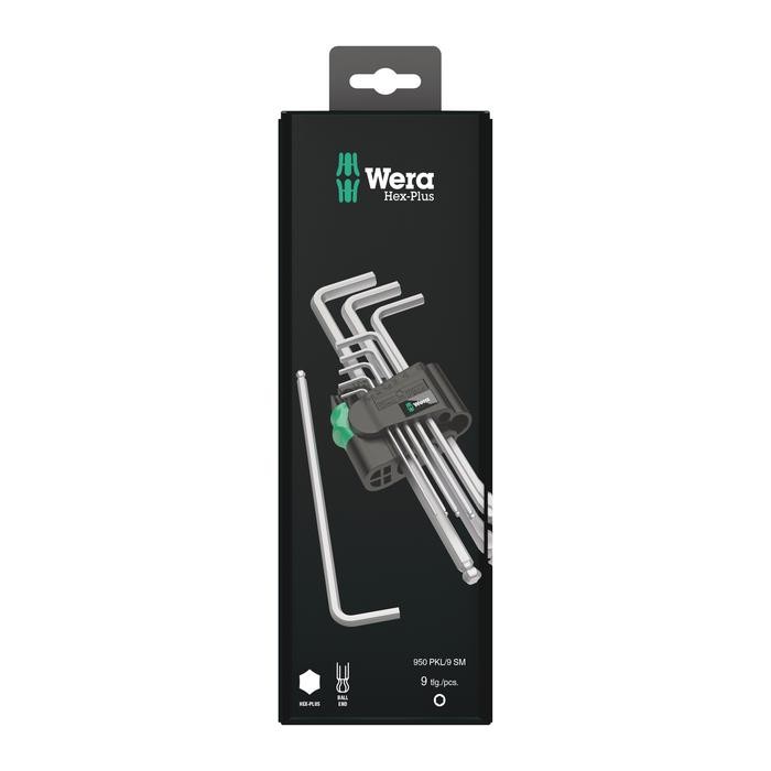 Wera 950/9 Hex-Plus 1 SB L-key set, metric, chrome-plated, 9 pieces (05073391001)