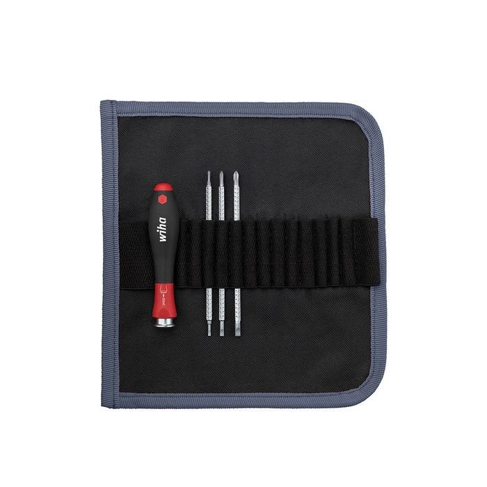 Wiha Screwdriver with interchangeable blade set SYSTEM 4 Slotted, Phillips, 4-pcs. in roll-up bag (00613)