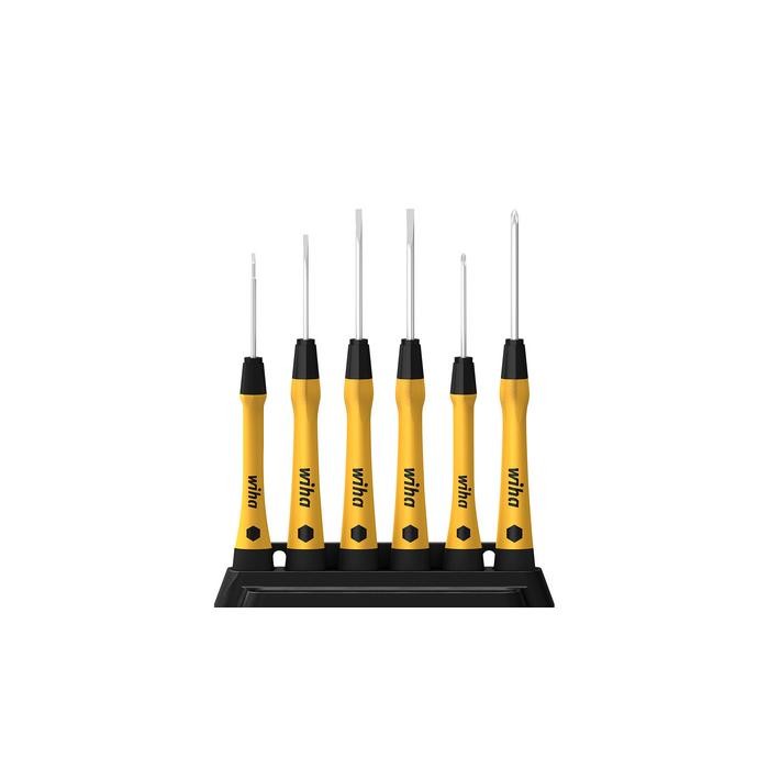 Wiha Fine screwdriver set PicoFinish® ESD Slotted, Phillips, 6 pcs. with holder (43707)