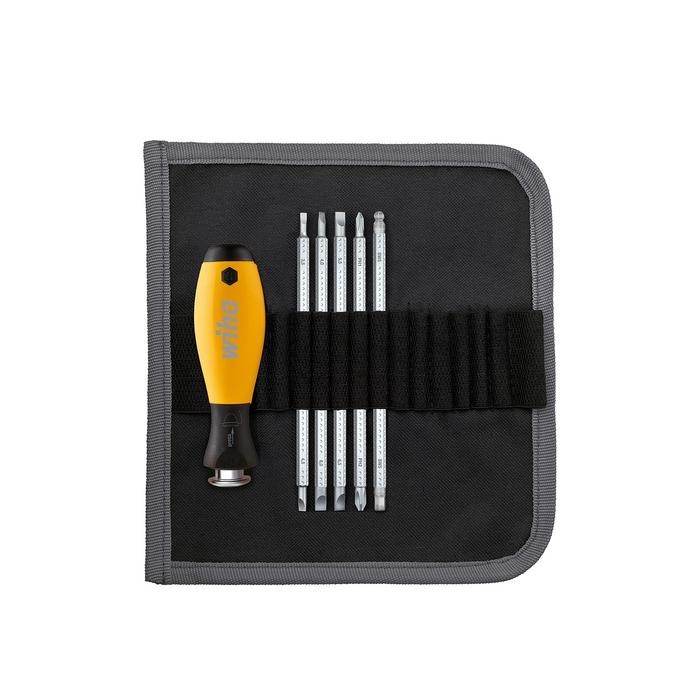 Wiha Screwdriver with interchangeable blade set SYSTEM 6 ESD Mixed 6-pcs. in roll-up bag (31497)