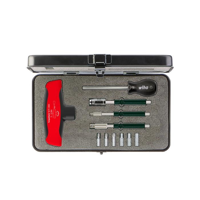 Wiha Torque screwdriver with T-handle set TorqueVario®-S T mixed, 11 pcs., variably adjustable torque limit, 5-14 Nm in box (29234)
