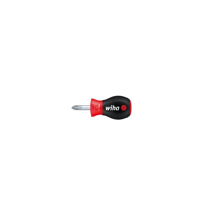 Wiha Screwdriver SoftFinish® Phillips with short round blade, Stubby (26968) PH1 x 25 mm