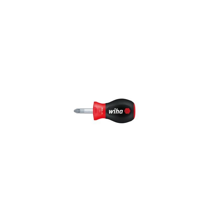 Wiha Screwdriver SoftFinish® Pozidriv with short round blade, Stubby (26971) PZ1 x 25 mm