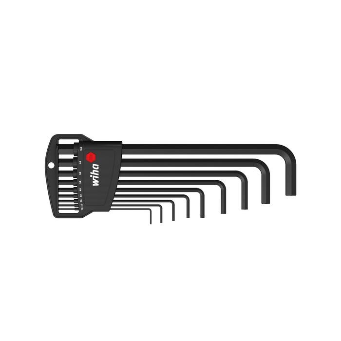 Wiha L-key set in Classic holder Hex, 9-pcs., black oxidised (06386)