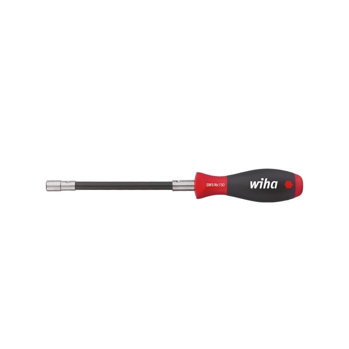 Wiha Screwdriver with bit holder SoftFinish® clamping with retaining ring flexible shaft, 1/4" (01479) 268 mm