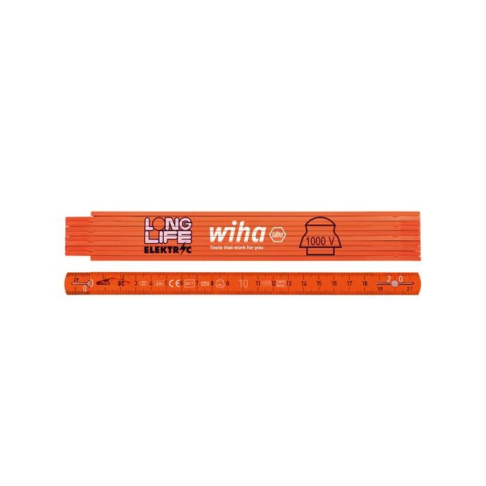 Wiha Electrician&acute;s Longlife® folding ruler, 2Â m metric, 10 segments (42068) orange