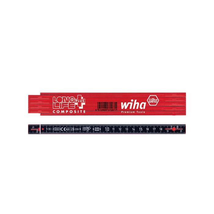 Wiha Folding ruler LongLife Plus Composite 2 m metric, 10 segments (37067) red/ black