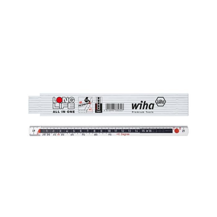 Wiha Folding ruler Longlife All in One 2 m metric, 10 segments (33232) white