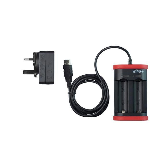 Wiha Charger for 18500 Li-ion batteries with USB and UK plug (42766)