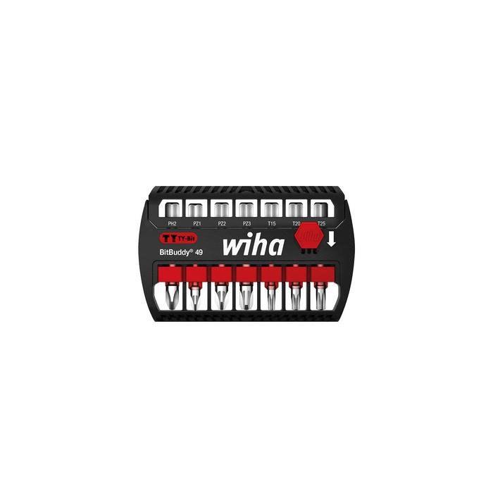 Wiha BitBuddy® TY bit set, 49 mm Phillips, Pozidriv, TORX®, 7-pcs., 1/4" (42116)