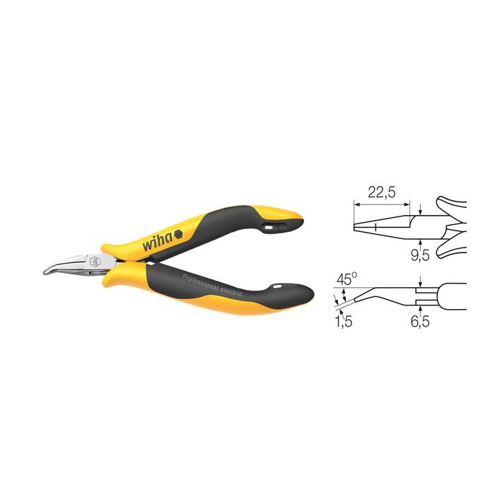 Wiha Needle nose pliers Professional ESD curved form, approx. 45Â° (26802) 120 mm