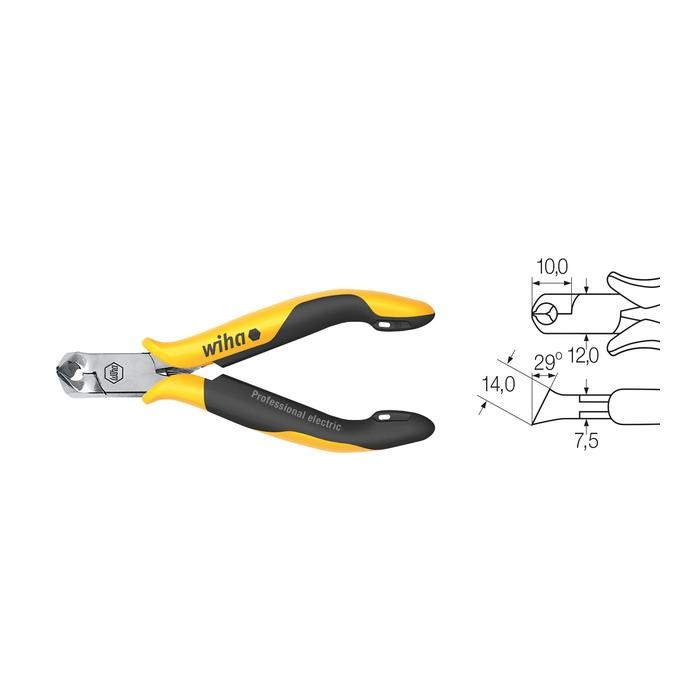 Wiha Oblique end cutting nippers Professional ESD wide head, approx. 29Â° with small bevelled edge (26835) 115 mm